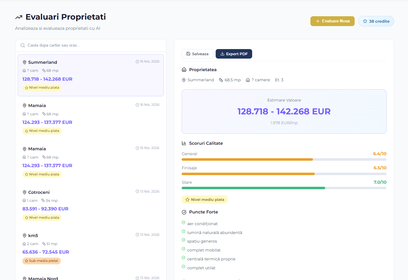 Bazat pe listing-uri active din piață