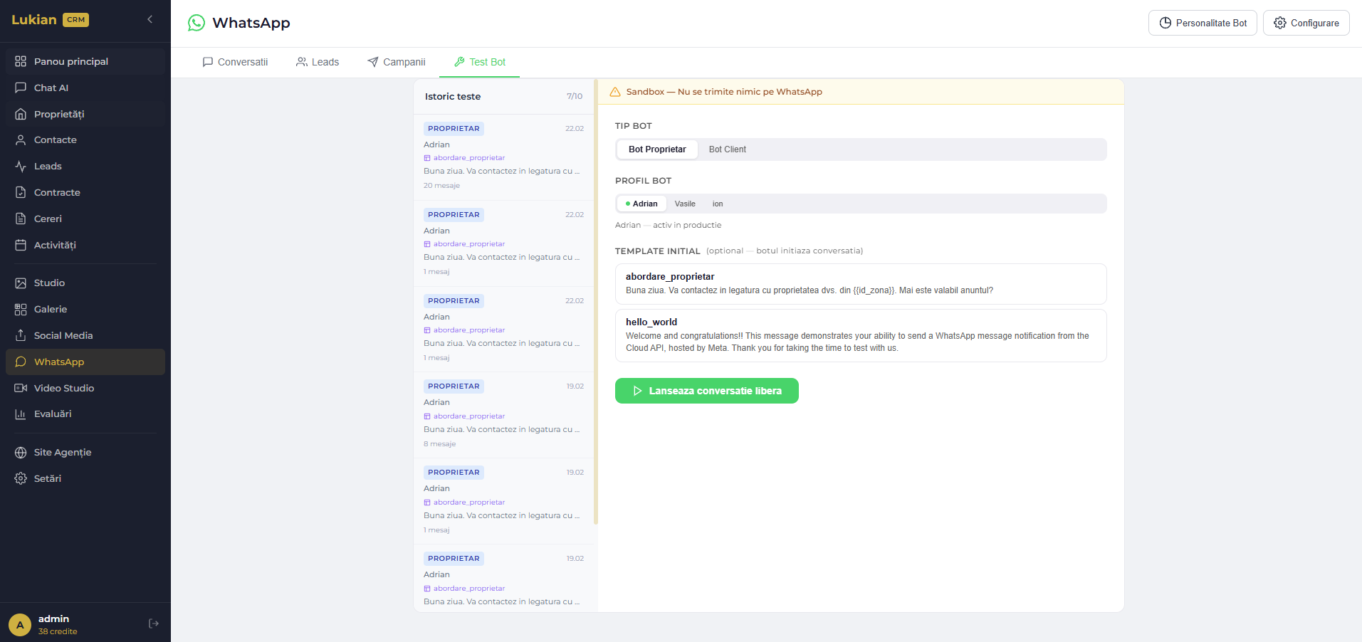 Training camp — testare bot