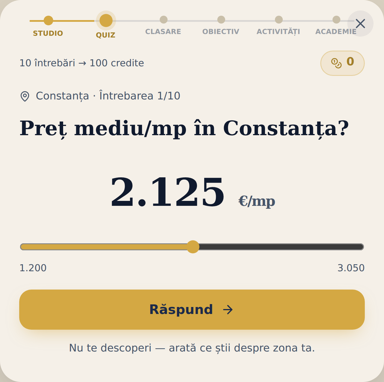 Prima întrebare din testul de piață, pe Constanța